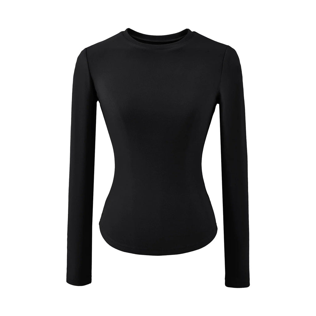 Hourglass Waist Long Sleeve T-Shirt beige