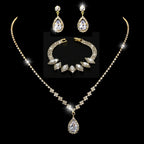 MAC181 Brilliant Full Diamond Zircon Drop Necklace And Earrings