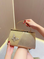 Evening Handbag Wedding bag Clutch bag Dress bag pleated skew dinner party Party diamond set banquet bag - SJB-DIAMOND ELITES