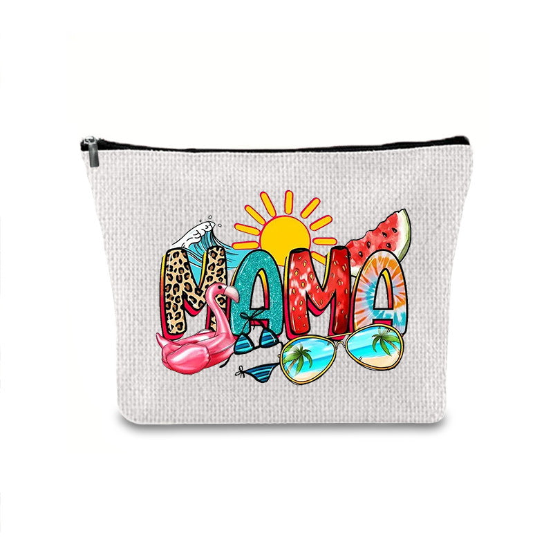 Linen printed cosmetic bag, cosmetic lipstick storage bag, small simple zipper evening clutch bag, - SJB-DIAMOND ELITES