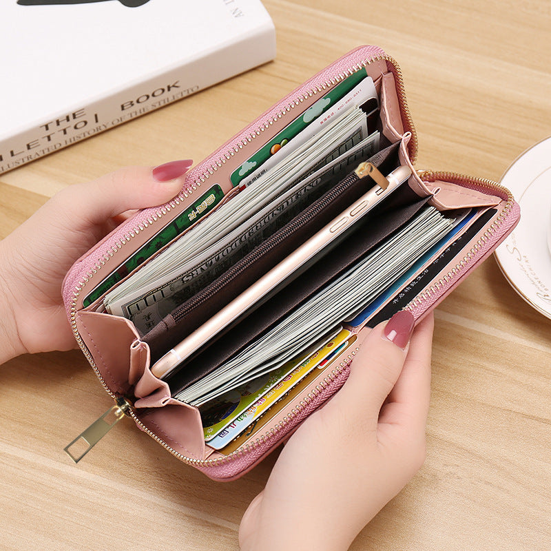 Women's alphabet embroidered wallet, long coin purse, nylon zipper ticket holder, multi-function card bag - SJB-DIAMOND ELITES