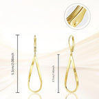 Gold Earrings for Women Hypoallergenic Leverback Drop Dangle Earrings Trendy 14K Gold Plated Twisted Spiral Teardrop Rhombus Heart Dangle Earring for Women Dainty Fashion Jewelry Gifts