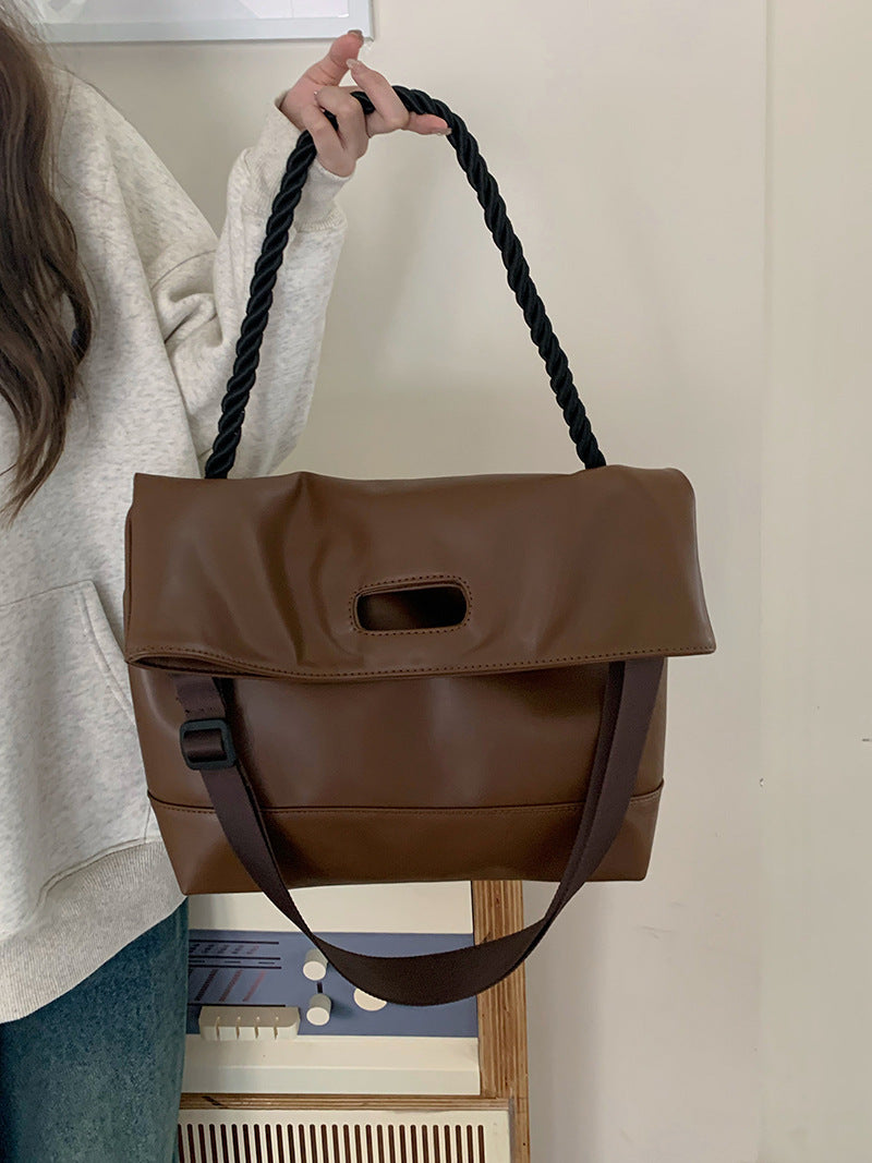 Simple retro brown soft leather commuter hobo bag, shoulder tote bag, design crossbody bag autumn and winter shoulder bag women - SJB-DIAMOND ELITES