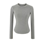 Hourglass Waist Long Sleeve T-Shirt beige