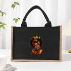 Cotton and linen canvas tote bag, printed letter tote bag, portable light handbag, gift shopping bag - SJB-DIAMOND ELITES