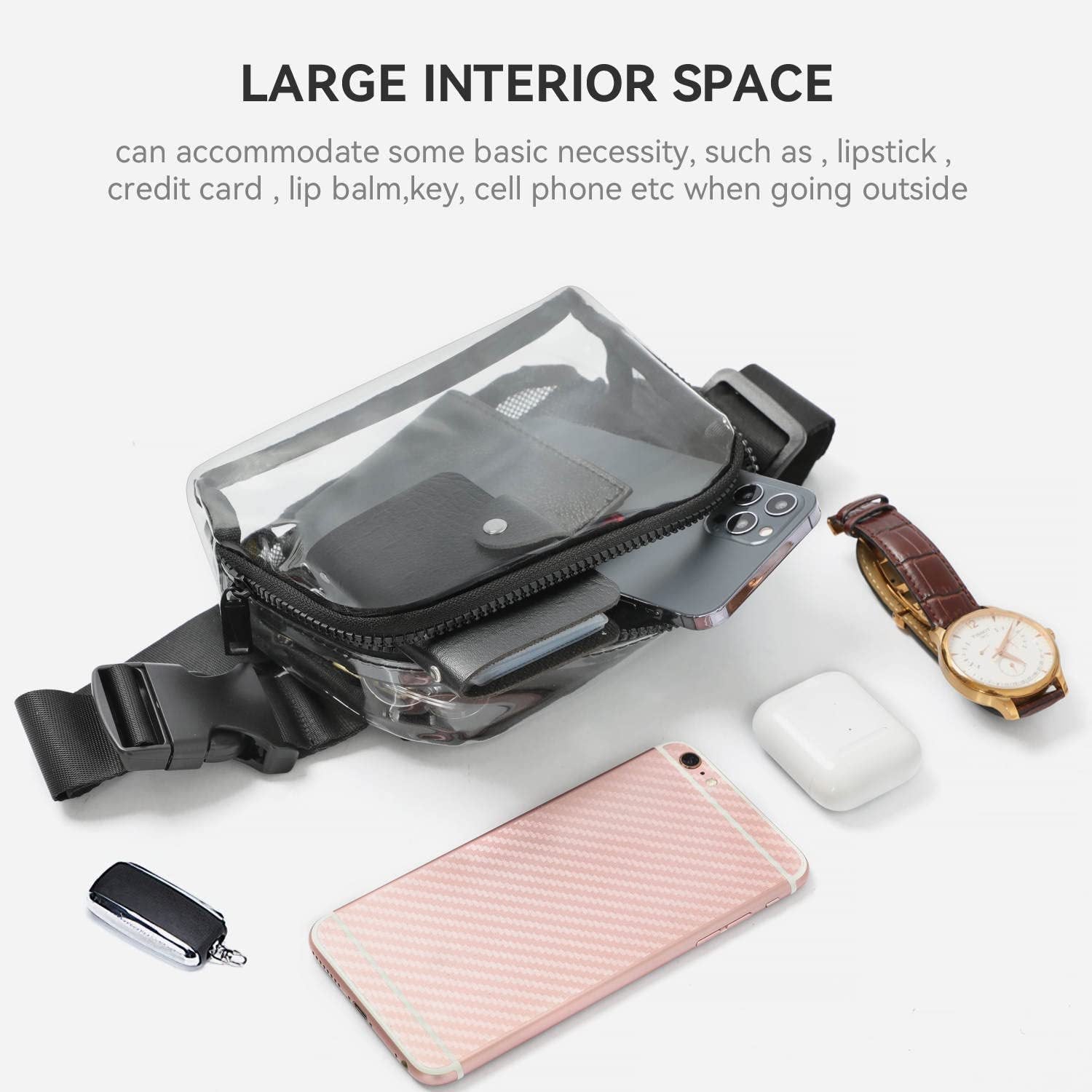 Waterproof Fanny Pack – Transparent Small Crossbody Belt Bag with Adjustable Shoulder Strap, Ideal for Festival, Hiking, Concerts, and Travel, Stadium Approved Waist Bag - SJB-DIAMOND ELITES