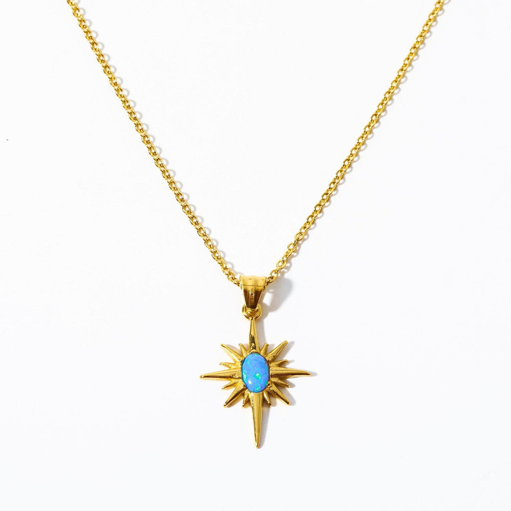 Stainless Steel Natural Opal Vintage Necklace Pi-Mart