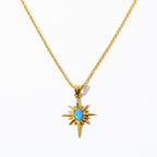 Stainless Steel Natural Opal Vintage Necklace Pi-Mart