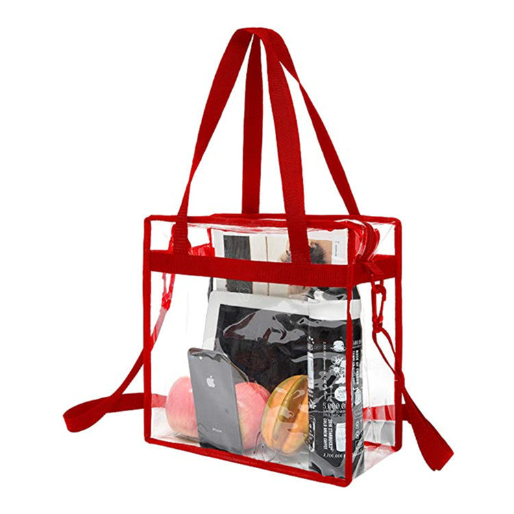 PVC transparent bag, square oversized travel tote bag, storage bag portable shoulder shopping bag, clear bag for stadium events - SJB-DIAMOND ELITES