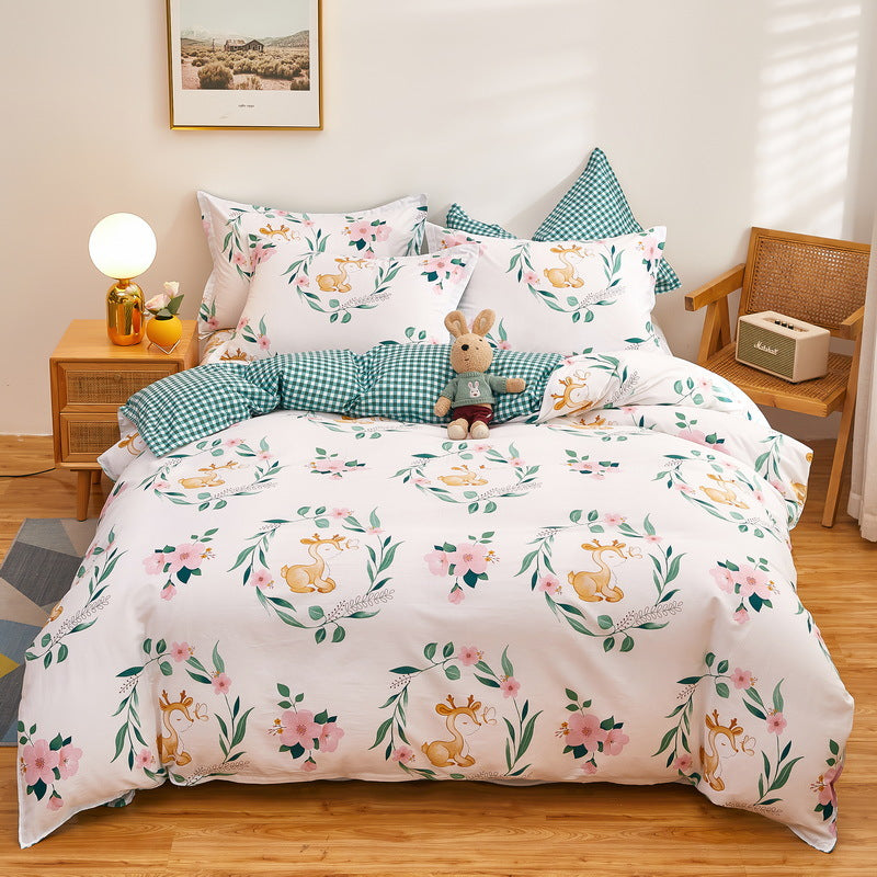 Cotton Duvet Cover One-piece Wholesale Pure Single Double Student Dormitory Bed Sheet Four-piece Set Pi-Mart