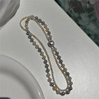 Fashion Jewelry Micro-inlaid Square Dual-wear Double-layer Necklace Pi-Mart