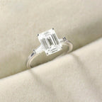 925 Silver Inlaid 3 Karat Emerald Zircon Ring Pi-Mart