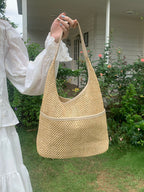straw bag, commuter hobo bag, summer woven hobo bag for women, straw shoulder purse, beach crochet bag lightweight - SJB-DIAMOND ELITES