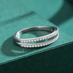 S925 Sterling Silver Double-layer Gang Drill Inlaid Ring Pi-Mart