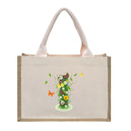 Cotton and linen canvas tote bag, printed letter tote bag, portable light handbag, gift shopping bag - SJB-DIAMOND ELITES