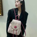 Small denim pink backpack, schoolgirl bag, large capacity travel backpack