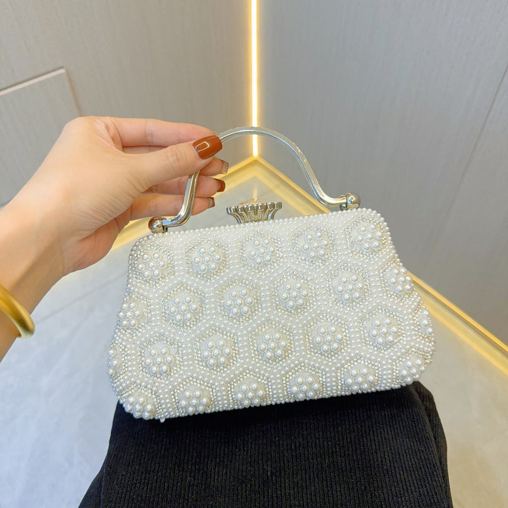 Vintage Pearl Tote Clutch Wedding evening clutch Dinner bag M4676-089113 - SJB-DIAMOND ELITES