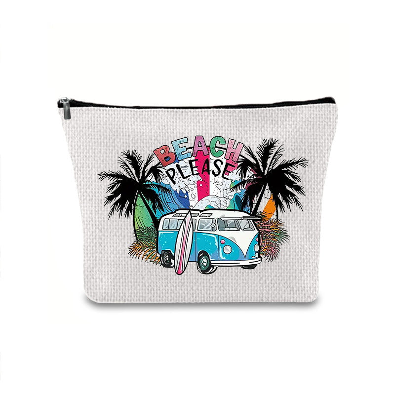 Linen printed cosmetic bag, cosmetic lipstick storage bag, small simple zipper evening clutch bag, - SJB-DIAMOND ELITES