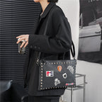 Black rivet clutch bag shoulder messenger bag envelope bag evening - SJB-DIAMOND ELITES