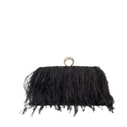 Elegant Ostrich Hair Ring Box – Small Square Bag with Chain Crossbody Shoulder Velvet Evening Clutch Purse, Perfect for Dinner, Casual Outings, Party Events, and Prom Nights - SJB-DIAMOND ELITES