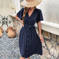 Commuters' Best Selling Bell Sleeve Waist Tie Dress Lootquake LLC