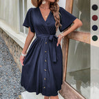 Commuters' Best Selling Bell Sleeve Waist Tie Dress Lootquake LLC