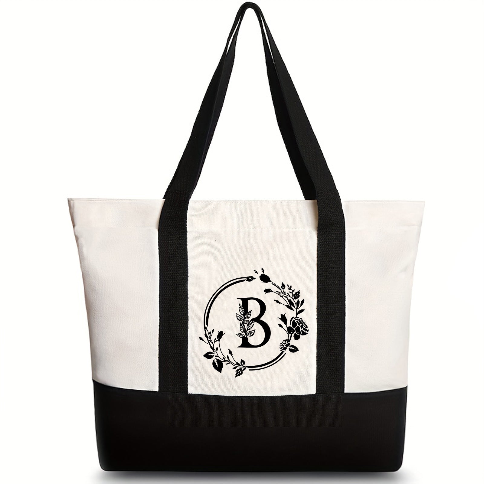Canvas shoulder bag, large capacity letter print tote bag, women's fashion lightweight portable gift bag - SJB-DIAMOND ELITES