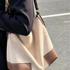 Large capacity suede hobo bag, female contrasting shoulder bag, underarm bag, slouchy bag