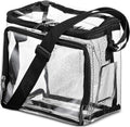 PVC clear lunch bag, adjustable strap front storage compartment mesh pocket, outdoor lunch bag with compartments - SJB-DIAMOND ELITES