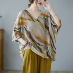 Cotton And Linen Art Batwing Sleeve Shirt Lootquake LLC
