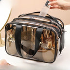 Makeup bag with compartments,Simple transparent waterproof cosmetic bag, pvc double-layer dry and wet separation toilet bag, travel portable cosmetic storage bag, makeup bag organizer, - SJB-DIAMOND ELITES