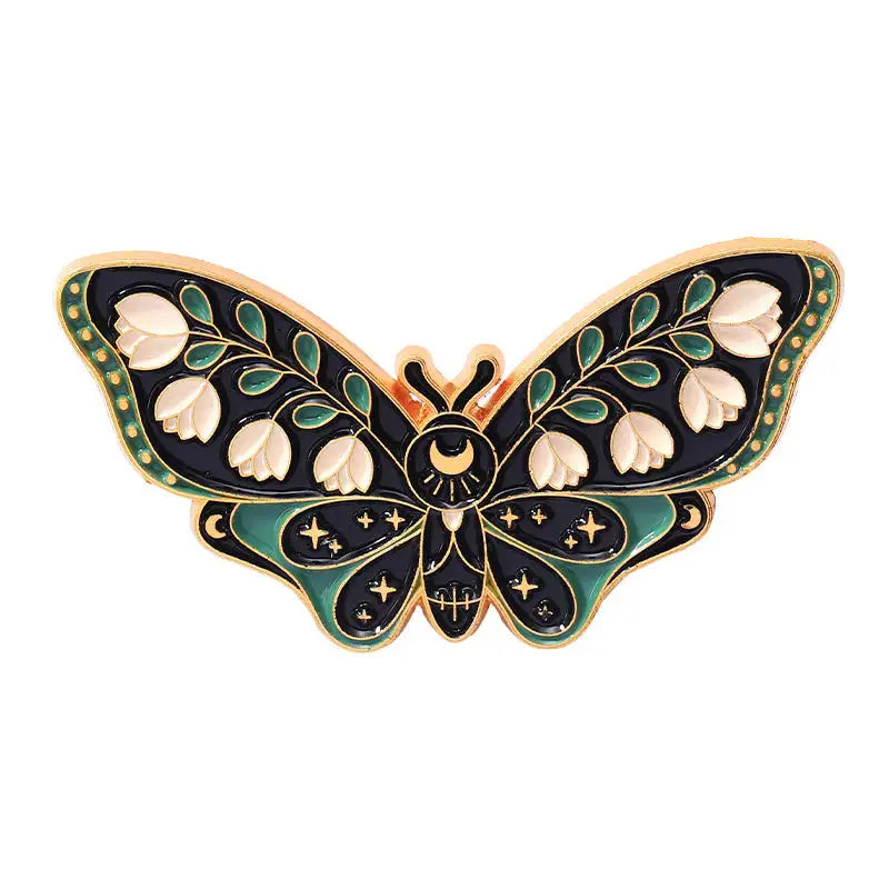 Cartoon Cute Moth Butterfly Insect Golden M Badge Biology Subject Student Bag Ornament Brooch Accessories