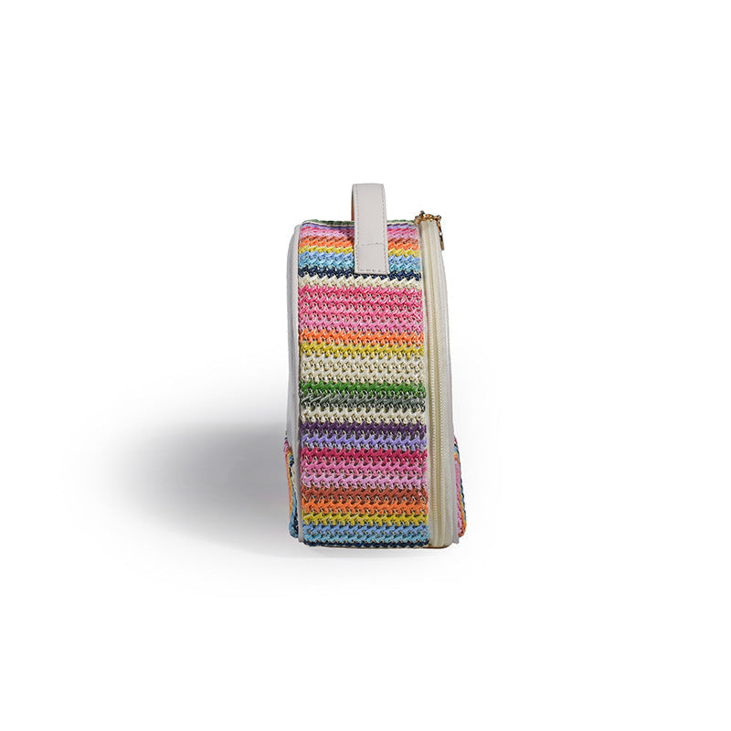 Straw transparent PVC semicircular cosmetic bag, waterproof woven toiletries bag, travel storage bag, makeup bags small,Transparent Cosmetic Bag, - SJB-DIAMOND ELITES