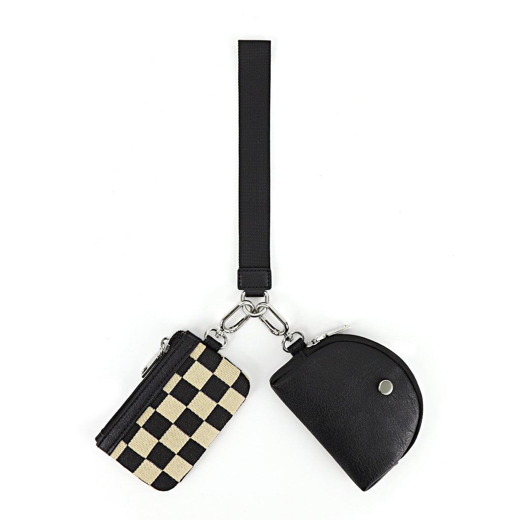 Multifunctional Fashion Checkerboard Women's Wrist Bag, Portable and Simple Mini Change Bag, Mini Zip Around Wristlet Wallet for WomenCoin Purse Small Cute for Teen GirlsDual Pouch Wristlet Portable keychain walletWristlet purses for women, - SJB-DIAMOND ELITES