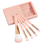 5 PCs Makeup Brushes With Mirror Travel Set Pi-Mart
