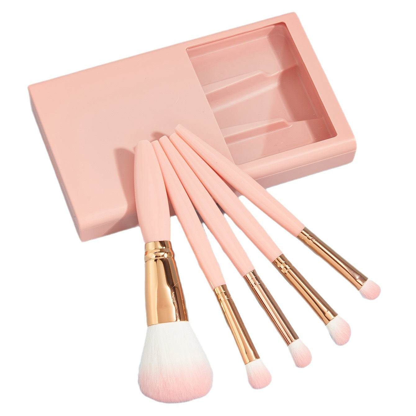 5 PCs Makeup Brushes With Mirror Travel Set Pi-Mart