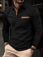 Sports Long Sleeve Lapel Men's Polo Shirt