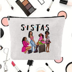 Linen printed cosmetic bag, cosmetic lipstick storage bag, small simple zipper evening clutch bag, - SJB-DIAMOND ELITES