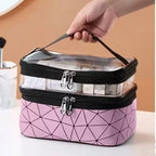 Multifunctional double-layer cosmetic bag, transparent storage bag, travel portable tote bag, large-capacity waterproof toilet bag - SJB-DIAMOND ELITES