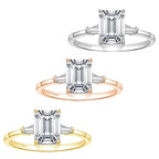 925 Silver Inlaid 3 Karat Emerald Zircon Ring Pi-Mart