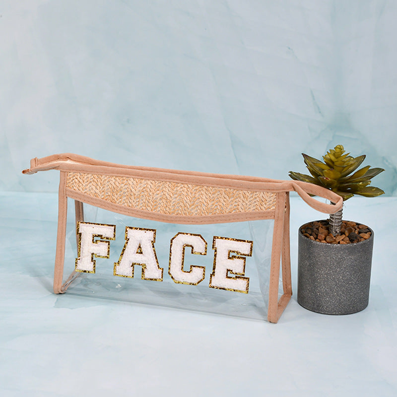 Straw makeup brush storage bag, transparent PVC cosmetic bag, portable lightweight makeup bags,Makeup bags, small - SJB-DIAMOND ELITES
