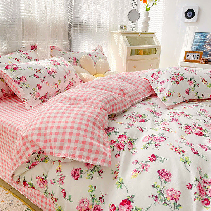 Four-piece Set Sanding Skin Bed Sheet Quilt Cover Pi-Mart