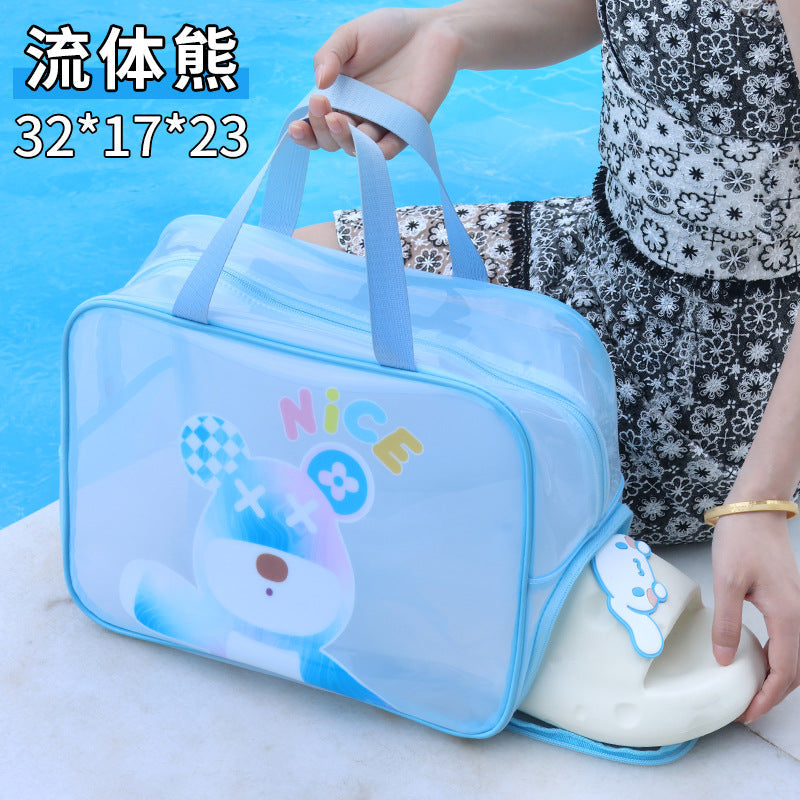 Dry & Wet Separation PVC Transparent Beach Bag – Double-Layer Portable Travel Toiletry Bag with Compartments for Makeup & Cosmetic Storage, Ideal for Organizing on-the-Go - SJB-DIAMOND ELITES
