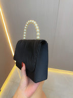 Women's Handheld Bag, Unique French Pleated Evening Dress Bag, Crossbody Handheld Banquet Bag - SJB-DIAMOND ELITES