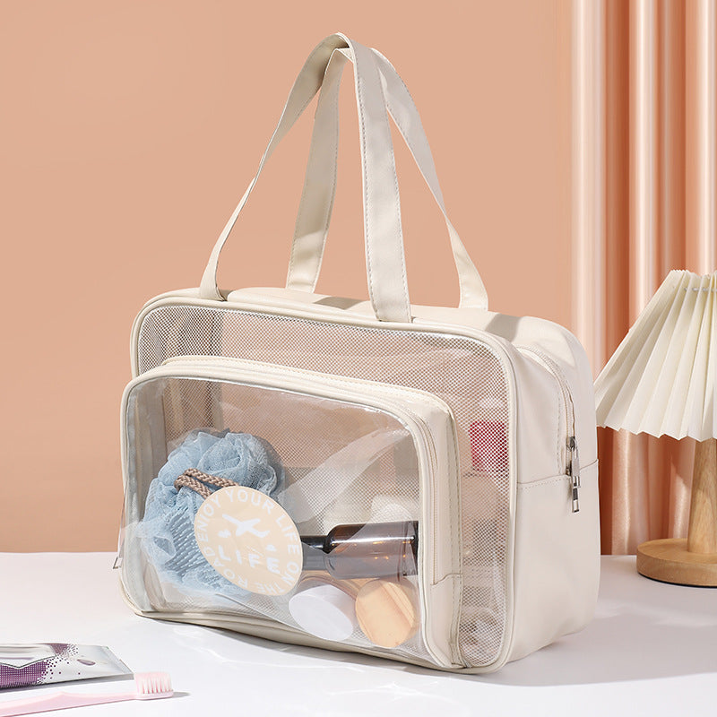 Large Capacity Transparent Wash Bag, Swimming Fitness Bath Bag, Cosmetics Storage Bag, Wet and Dry Separation Hand Shoulder Travel Bag for College Dorm Camp GymTransparent Cosmetic Bag, - SJB-DIAMOND ELITES
