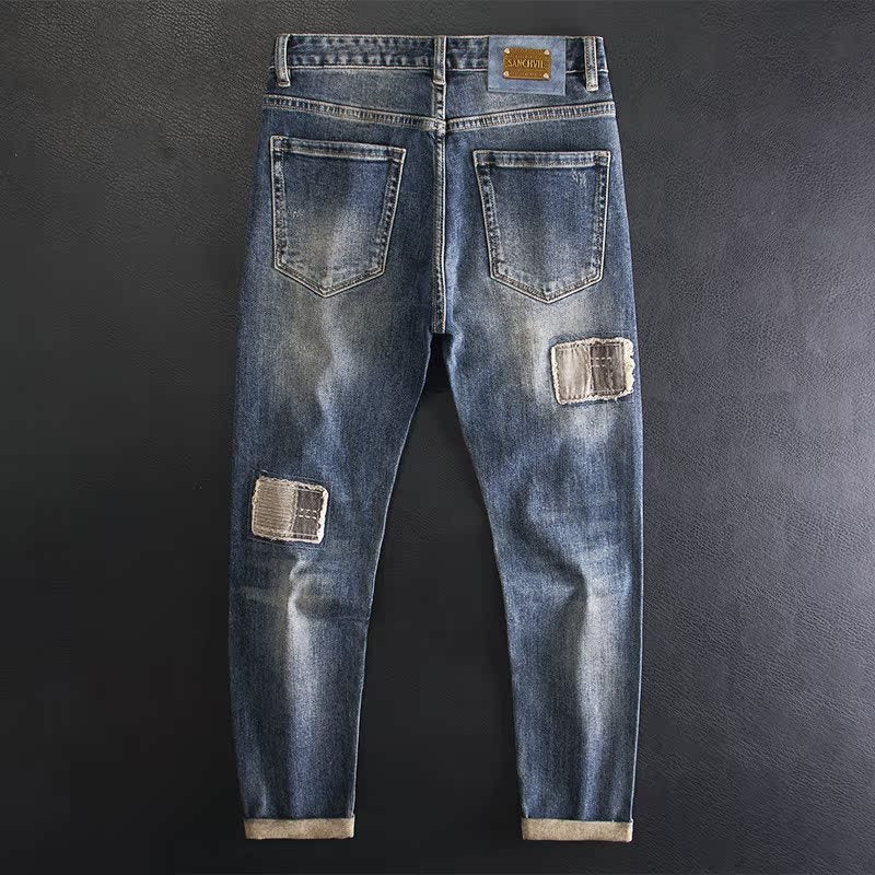 Retro Beggar Ripped Patch Jeans For Men Lootquake LLC