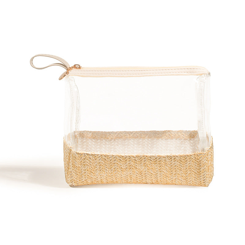 Ladies straw wristlet purse, Cosmetics storage bag transparent, toiletries storage bag, Transparent Cosmetic Bag, - SJB-DIAMOND ELITES