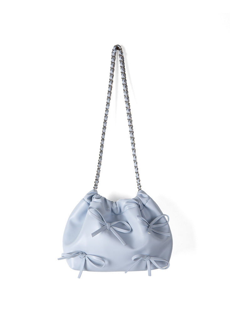 Commuter versatile chain bag, bow soft leather crossbody bag women, spring fashion shoulder crossbody bag