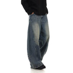 Men's American Retro Washed Design Wide Leg Loose Jeans Lootquake LLC