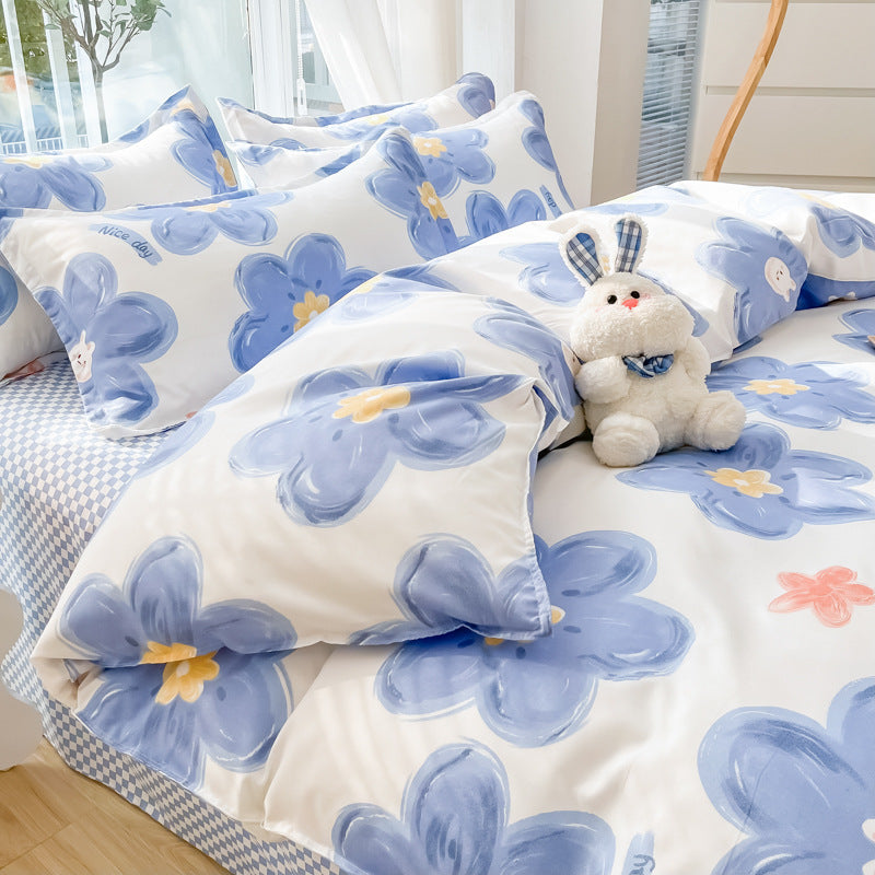 Four-piece Set Sanding Skin Bed Sheet Quilt Cover Pi-Mart